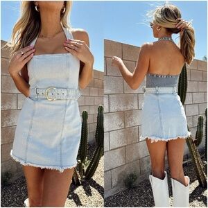 SHOW ME YOUR MUMU Duncan Halter Dress In Blue Jay